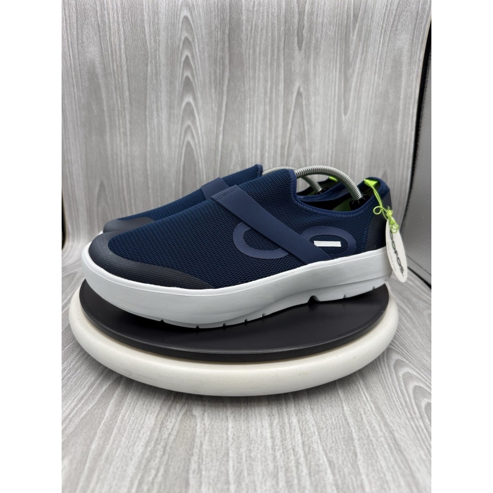 OOFOS OOmg Low Mesh Mens Sz 12.5 Navy Blue White Slip On Recovery Athletic Shoes